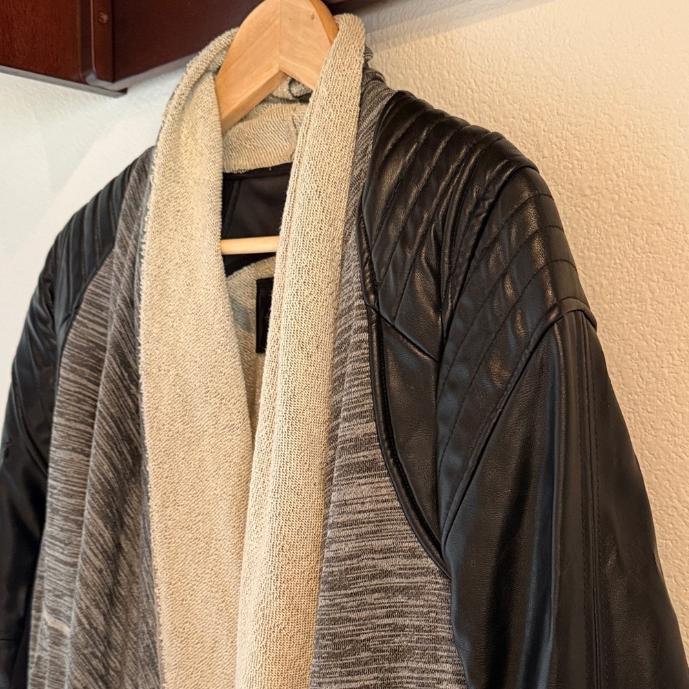 Blank NYC Faux Leather Moto Drape French Terry Wrap Jacket, Size M, FLAWED - Picture 5 of 14